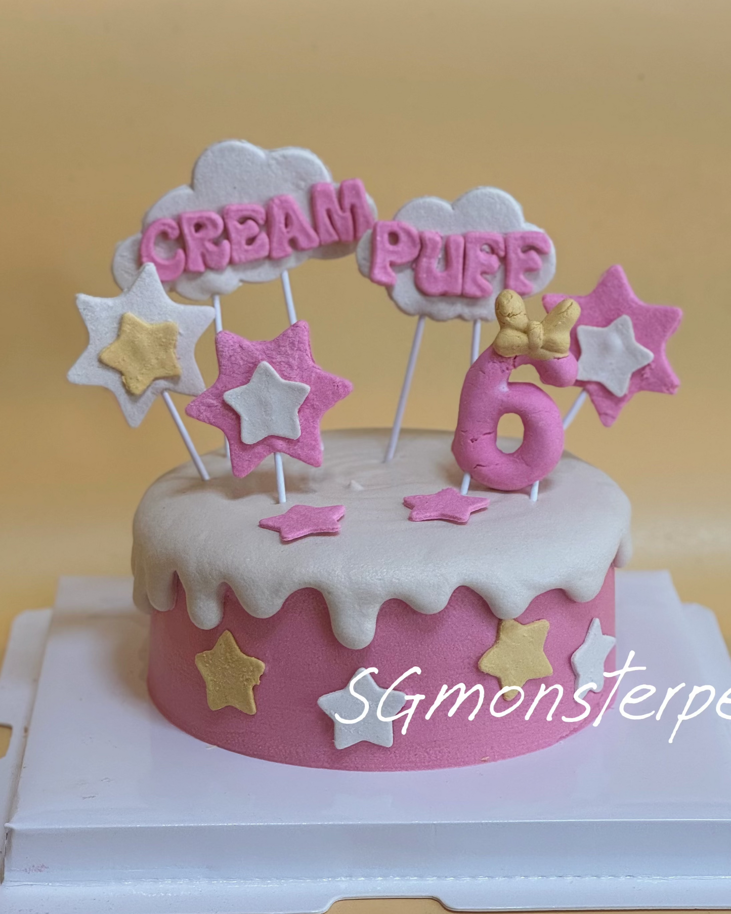 Birthday pet cake with star decorations