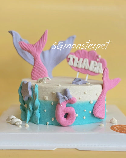 Pet birthday cake with mermaid theme