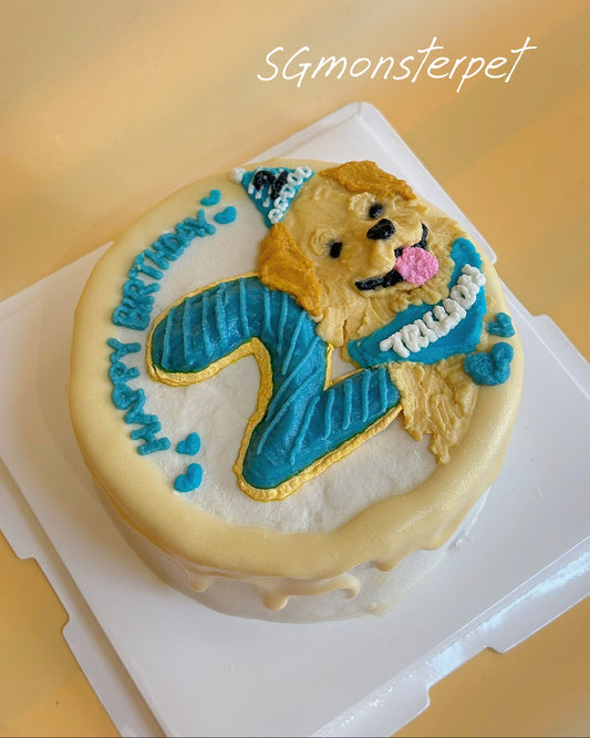 Pet cake with a dog design.